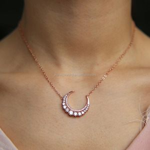 Collana Luna Crescente Laterale in Oro Rosa con Zirconia Cubica Scintillante 5A, <span class=keywords><strong>Gioielli</strong></span> alla Moda - Product Image 4