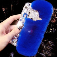 Le plus récent luxe Bling chaud doux castor lapin fourrure cheveux coques de téléphone pour iPhone 14 13 12 Pro Max 11 Xr 7 8 Plus
