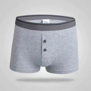 OEM homens roupa interior cor cinza com preto cintura respirável homens roupa interior de algodão sexy homens boxer