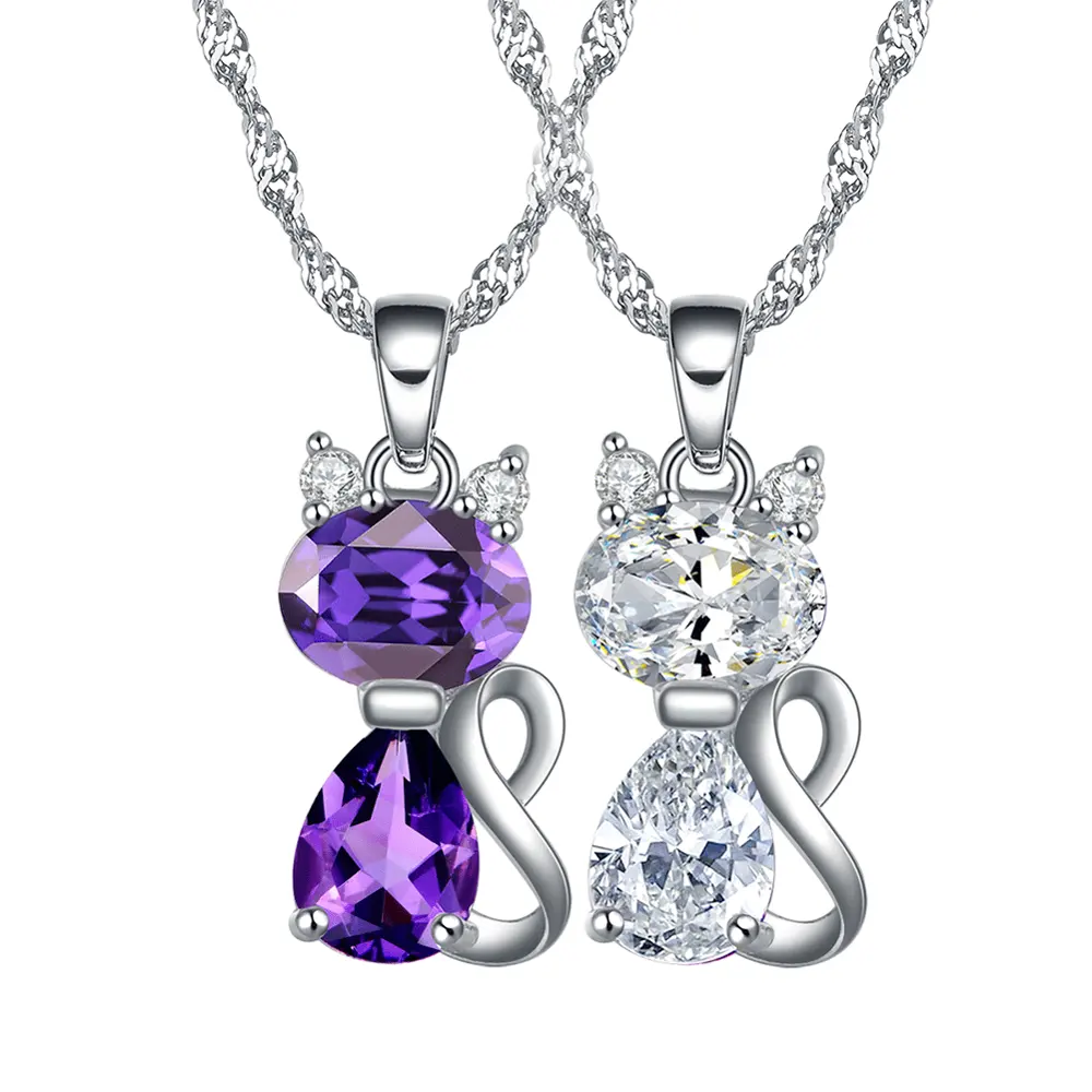 RINNTIN ON77 gioielli di moda carino Cat pendenti collana con 1.8 carati austriaco Cubic Zirconia collana per le donne