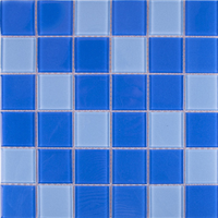 Harga Murah campuran warna kristal bening 4mm-tebal kaca biru kolam renang mosaik ubin