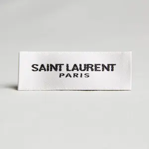 Free Design Service Folded Or Flat Sewing Neck Label Personalized Clothing Garment Tags Satin Woven Labels Custom