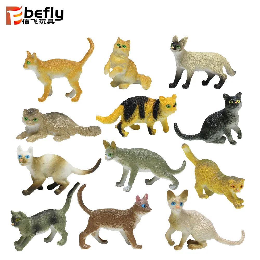 Molti tipi misti vivid del gatto di plastica figura del giocattolo per i bambini