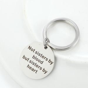 Porte-clés pendentif en forme de cœur, boucles d'oreilles pas sœurs par le sang, sœurs en cœur, cadeau d'amitié, meilleur - Product Image 2
