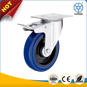 Roues en caoutchouc élastiques pour chariot industriel robuste, 100mm, 3/4/5/6/8 pouces, serrure à roulettes, type européen - Product Image 3