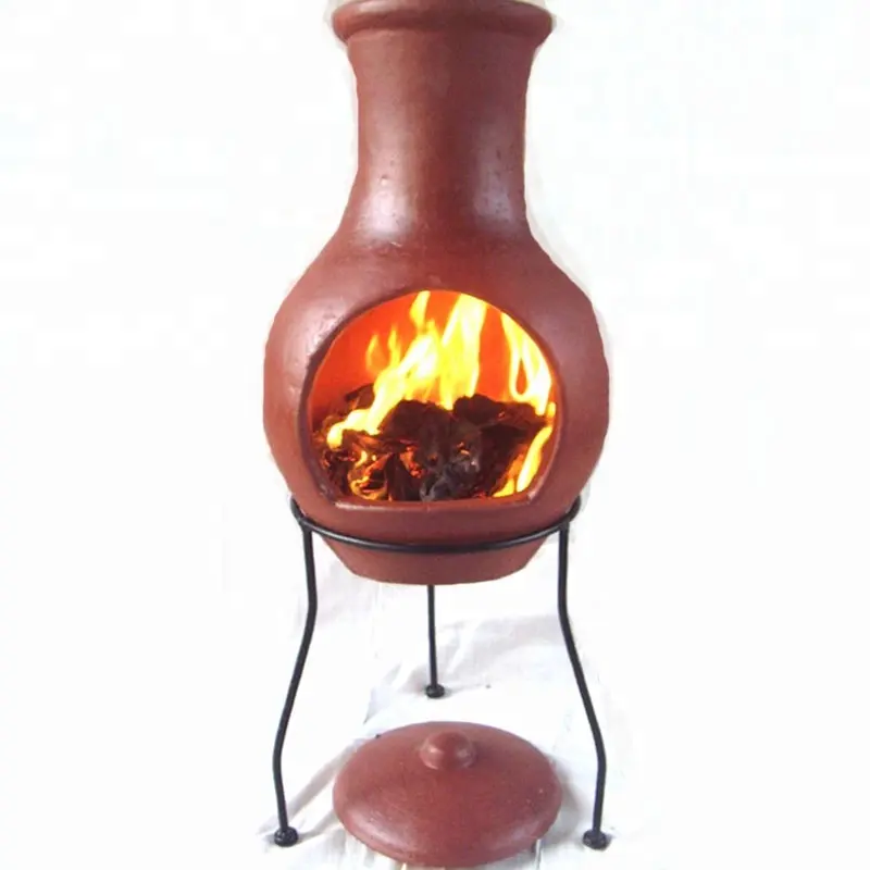 Chiminea-chimenea de jardín hecha a mano, chimenea de arcilla personalizada