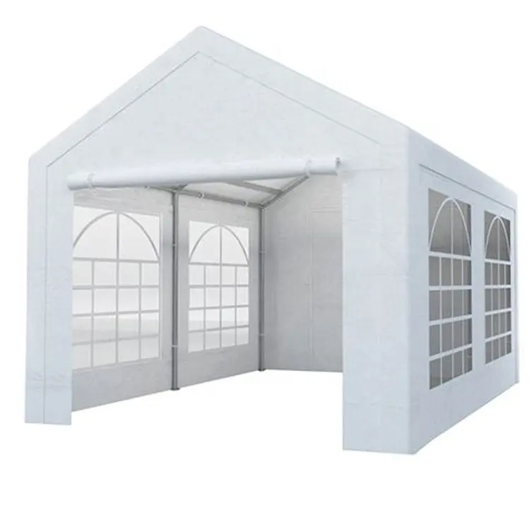 Tenda Pesta Kebun Putih 6X9M, Bingkai Aluminium/Baja, Tenda Lipat Tahan Air & Tahan Api dengan Dinding & Jendela Besar