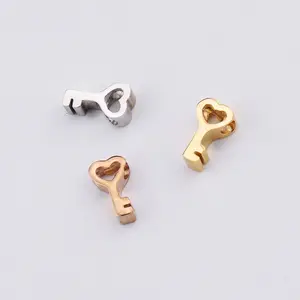 Colgantes de llave de amor de acero inoxidable, 5x8mm, chapado en oro