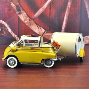 Modellino <span class=keywords><strong>Auto</strong></span> d'Epoca 1957 con Rimorchio Scala 1:12 Artigianato in Metallo Retrò Classico per Decorazione Casa/Pub/Caffè o Regalo - Product Image 4