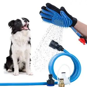 Herramientas de aseo para lavado de mascotas perro gato masaje ducha pulverizador removedor de pelo cepillo guante, silicona baño para mascotas aseo guante