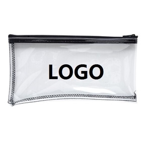 Popular Custom Logo Zipper Commetic Bag Cheap Plastic Pencil Bag Makeup Pouch Transparent PVC Pencil Cases