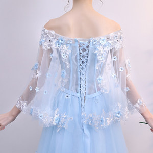Robes <span class=keywords><strong>de</strong></span> <span class=keywords><strong>mariée</strong></span> et <span class=keywords><strong>de</strong></span> demoiselles d'honneur en soie, couleur <span class=keywords><strong>bleu</strong></span> foncé, épaules dénudées, avec fleur sur le devant, produit prêt à expédier, fabriqué en Chine, usine <span class=keywords><strong>de</strong></span> Yiwu - Product Image 4