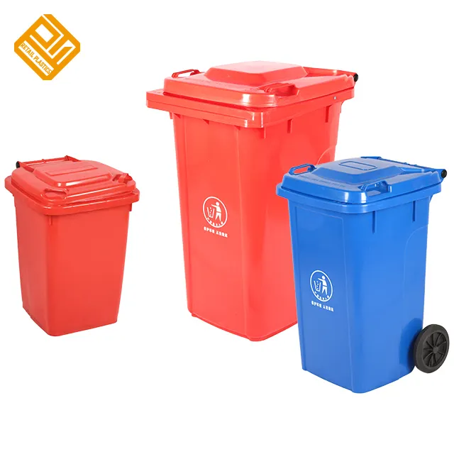 Kırmızı Mavi Yeşil 100 150 240 Litre plastik çöp kutusu 100 150 240 L Mobil çöp kutusu