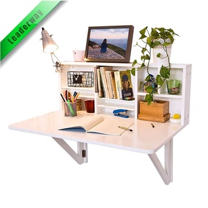 Escritorio de oficina plegable multifunción <span class=keywords><strong>Mdf</strong></span> blanco para estante de libros montado en la pared con estante de almacenamiento L90xw60cm - Product Image 3