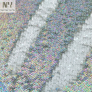 Nanyee Textile Argent <span class=keywords><strong>hologramme</strong></span> Filet Blanc Paillettes Bombardier Tissu - Product Image 1