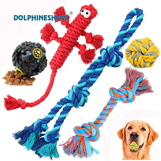 Balle Indestructible et jouet couinant pour chien, LOGO personnalisé, corde en coton résistant, grand ensemble de jouets pour chiens