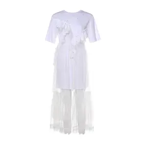 Beyaz elbise parti giyim kadın kısa kollu Bodycon elbise yaz Fringe püskül beyaz elbiseler