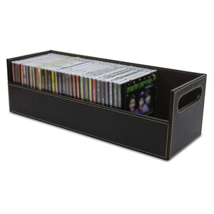 Bandeja de Armazenamento de CDs de Luxo em Madeira e Couro, Suporte para 20 Cases de CDs Padrão - Product Image 3