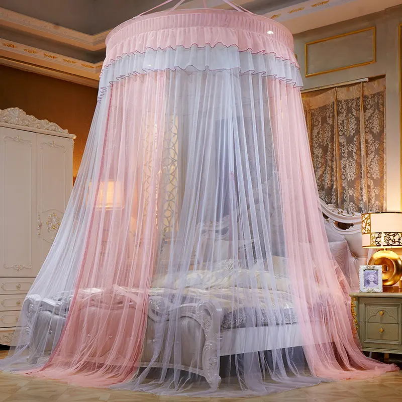 Moustiquaire de luxe romantique à haut rond de 1.5m, parapluie sur mesure, taille adulte, aspect torsadé, livraison gratuite