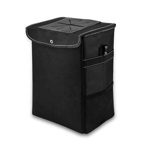 OEM hanging Practical foldable bin Waterproof Car Trash Can bag with Lid and storage pockets