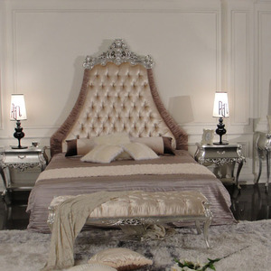 <span class=keywords><strong>Letto</strong></span> California King di Lusso con <span class=keywords><strong>Testiera</strong></span> Extra Larga, Stile Industriale, Intaglio in Legno Prezioso e Rivestimento in <span class=keywords><strong>Tessuto</strong></span> - Product Image 1