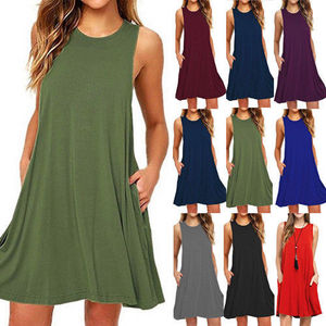 2018 Sexy Vestiti di Estate del <span class=keywords><strong>Cotone</strong></span> Femminile Solido Allentato Casuale Delle Donne del Vestito Una Linea di <span class=keywords><strong>Mini</strong></span> Abiti Plus Size - Product Image 2