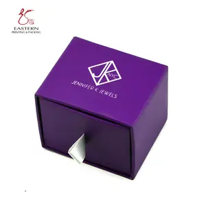 Custom Paarse Kleur Afdrukken Lade Papier Sieraden Verpakking Sieraden Gift Box