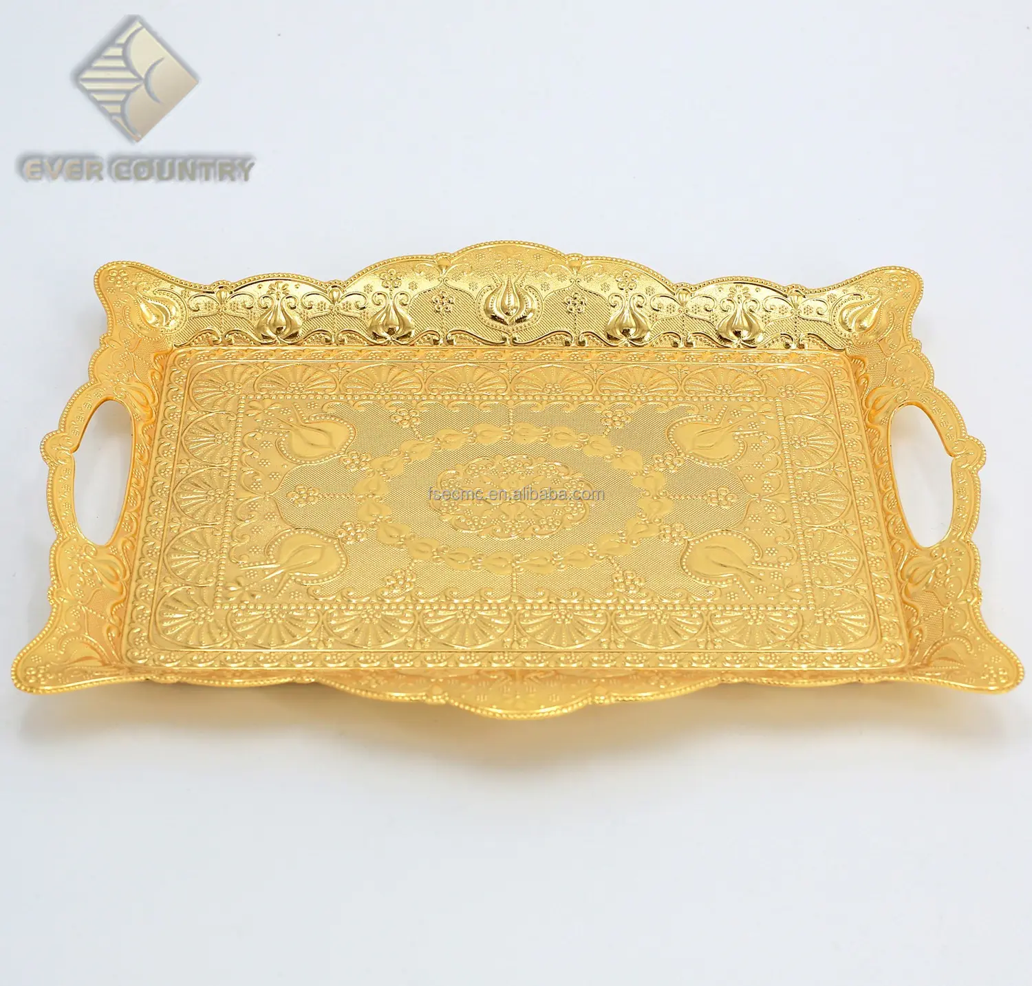 Tulip Design gold plated 13 inch rectangle serving tray