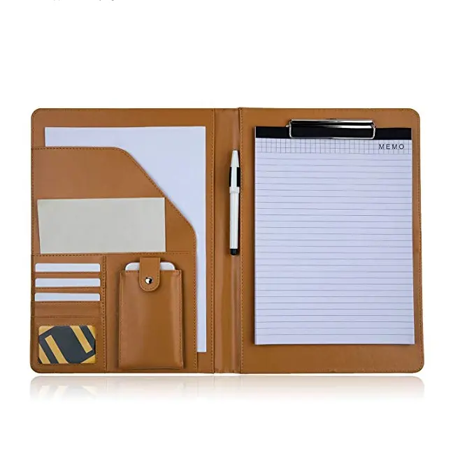 custom faux leather padfolio organizer portfolio folder with letter-sized writing note pad