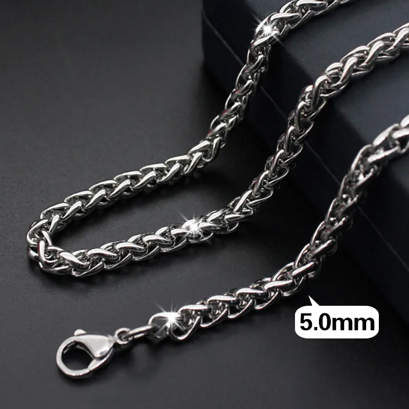 GGCXL0001 Fashion 5.0mm Man Stainless Steel Chain Necklace For Men Silver Titanium Cross Keel Link Chain Wholesale Drop Shipping