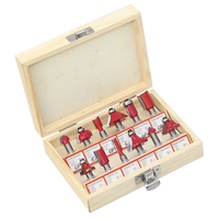 Kit de 12 Uds. Juego de brocas para enrutador de carpintería con caja de madera de vástago de 1/4 1/2 pulgadas para recortadora fresa de grabado