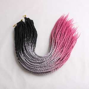 Extensiones <span class=keywords><strong>de</strong></span> Cabello Sintético Ombre Senegalese Twist, Color Gris Lujoso para Mujer, Trenzas <span class=keywords><strong>de</strong></span> Ganchillo, 24 Raíces/paquete, Rosa, Entrega en 24 Horas, 5mm - Product Image 4