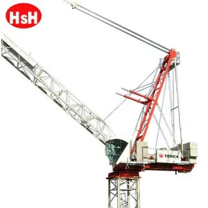 QTD125 luffing jib boom panjang 50 m 8 Ton trailer dipasang derek tower crane