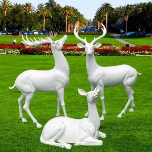 Белая Стекловолоконная скульптура оленя смолы оленя