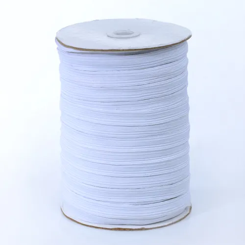 White Knitted Rubber Braided Elastic Flat Band Manufacturer 12mm