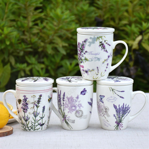 La <span class=keywords><strong>tazza</strong></span> in ceramica <span class=keywords><strong>con</strong></span> stampa floreale riutilizzabile personalizzata gaodeno ha una <span class=keywords><strong>tazza</strong></span> da tè <span class=keywords><strong>con</strong></span> filtro e coperchio <span class=keywords><strong>con</strong></span> <span class=keywords><strong>infusore</strong></span> - Product Image 4