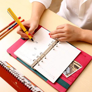 Tuỳ Chỉnh A4 A5 A6 Da Bìa 6 Vòng Binder Chương Trình Nghị Sự Organizer Mềm Bìa Da Tạp Chí Planer Với Chủ Bút Và Chèn Thẻ - Product Image 4