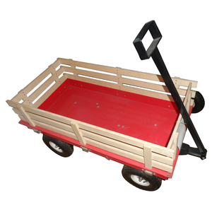 Wooden Garden Tool Kids Toy Beach Cart 4 Wheels Transport Bugy Carts