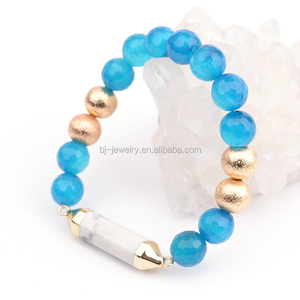 Bojiu joyería azul Piedra Natural oro glosario cuentas de mármol piedra pulsera bar - Product Image 3