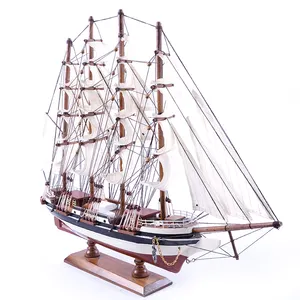 Hand-promoted home decoration length 68 cm royal antique wooden boat model PTW034 A