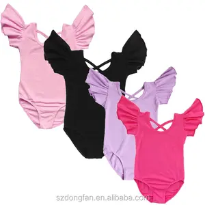 Kostum Tari Balet Bayi Perempuan, Pakaian Tari Leotards Senam Lengan Terbang Lipat