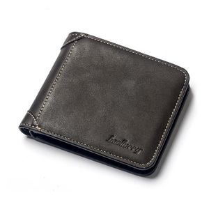 Baelleryカスタムロゴレトロ<span class=keywords><strong>PU</strong></span>レザーメンズショートビフォールドウォレットオープンクロージャーポリエステル裏地付きスタイリッシュ
