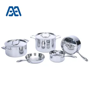 Atacado personalizado conjunto de panelas de aço inoxidável cozinha cozinhar tri-ply