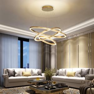 Simig illuminazione moderna di lusso in acrilico lampada ad anello d'oro a spirale lampada a sospensione a doppia altezza <span class=keywords><strong>lampadario</strong></span> da soggiorno - Product Image 6