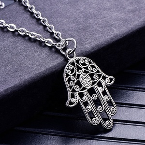 MECYLIFE In Acciaio Inox di Alta Qualità Amuleto Talismano Collana Mano di Fatima Placcato Oro della Mano di Hamsa Collana - Product Image 2