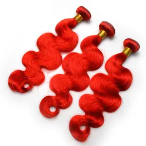 GS Wholesale Burgundy Brazilian Body Wave Virgin Hair 3 Bundles Red Colored Hair Weave Human Hair Extensions Bundles