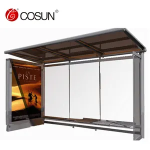 COSUN Kundenspezifische stadt solar bus transit shelter in edelstahl struktur