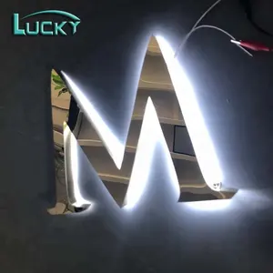 Desain Baru Yang Paling Populer Logam Emas Alphabet Lampu Huruf dengan Backlit