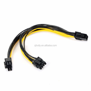 8 pines hembra a Dual <span class=keywords><strong>PCI</strong></span>-E <span class=keywords><strong>CPU</strong></span> Compatible <span class=keywords><strong>PCI</strong></span> Express 8 pines (6 + 2 pines) Cable de alimentación Pcie para tarjeta gráfica de computadora - Product Image 1