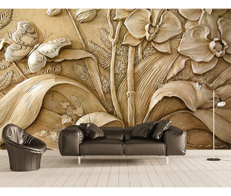 3D embossed orchid butterfly wall mural classic home decoration wall paper
